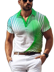 Géométrie Hommes Micro-élastique revers pour Polo 3D Business Print Solid Casual Golf Short Sleeve Summer T-shirt Mesh Fabric Polo - Product Image 5