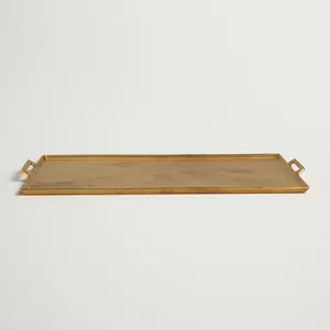 Decorative Gold Leaf Ceramic <b>Round</b> <b>Tray</b> for Premium Homes Classic American Style Daily Kitchen Use Dishwasher Safe Zahid Exports - Product Image 1