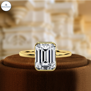 Anillo de compromiso con diamante cultivado en laboratorio de 1 quilate, anillo de boda con corte esmeralda y pavé, certificado IGI, oro blanco de 14k, el mejor regalo para ella en su día especial. - Product Image 1