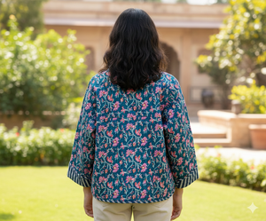 Chaqueta Acolchada Reversible Unisex de Estilo Bohemio, Hecha a Mano con Algodón Indio, Abrigo de Invierno y Primavera con Estampado y Borde Libre para Otoño - Product Image 3