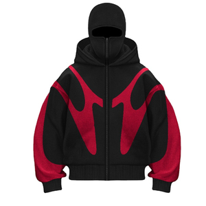 Vente en gros Hommes et Femmes Toutes Tailles Collection Automne Hiver Couverture Visage Coton Mélangé Full Zip up Hoodies & Sweatshirts Masque à Capuche - Product Image 4