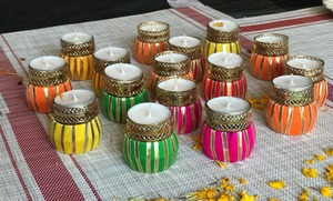Colorful Diwali Votive Candle <b>Holders</b> Indian Wedding Decor <b>Tealight</b> <b>Holders</b> Handmade Festival Centerpieces Mehndi & Haldi Decor - Product Image 5