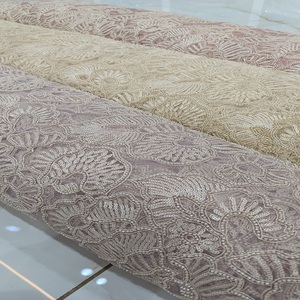 Tissu en polyester de 100% de meilleure qualité avec perles de travail manuel importées Matériau de couture de qualité supérieure - Product Image 1