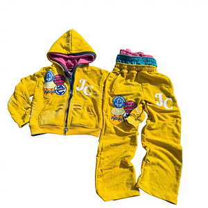 Ensemble survêtement molletonné personnalisé grande taille avec broderie, pantalon de jogging et sweat à capuche double taille, imprimé sur mesure, double capuche - Product Image 1