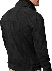 Premium Custom Logo Stand Collar Distressed Contrast Stitching High Street Canvas Thick Quick Dry Winter Vintage Leather Jacket - Product Image 2