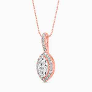 Collier pendentif solitaire serti de diamants de laboratoire taille marquise 1 ct, en or massif 14 carats, avec diamant certifié IGI - Product Image 4