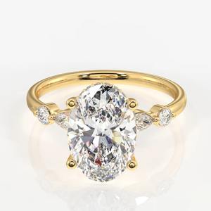 Anillo de compromiso de diamante cultivado en laboratorio de corte ovalado de 3 quilates, oro blanco de 14 quilates, Color E VVS1, claridad IGI certificada a precio mayorista - Product Image 1