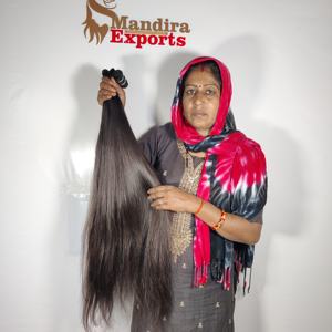 100% Remy vierge vendeur couleur noire longue ligne droite soyeuse machine double trame faisceau naturel temple indien Extensions de cheveux humains - Product Image 3