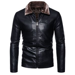 <b>Jacket</b> PU Synthetic Leather <b>Jacket</b> Warm <b>Thick</b> Leather Collar Motorcycle <b>Jacket</b> - Product Image 5