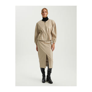 BGN Veste bomber en simili cuir à taille élastique pour femme W24J118 - Product Image 2