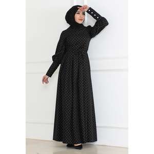 Robe kaki 6120 style décontracté à pois avec ceinture - Product Image 3