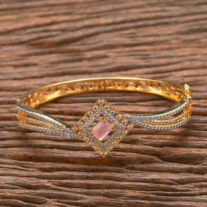 ขายส่งเพชรอเมริกันแฮนด์เมดประดิษฐ์ Kada คลาสสิกพร้อมการชุบสองโทน - Product Image 4