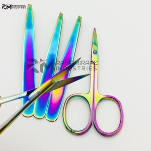 Pince à épiler en acier inoxydable RMI à prix de gros, ciseaux à cuticules multi-couleurs plasma / ciseaux à ressort / ensemble de pinces à épiler pour sourcils - Product Image 5
