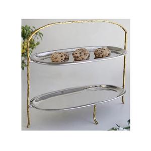ถาดเสิร์ฟสแตนเลสและอะลูมิเนียมคุณภาพดีลักซ์แบบสองชั้นสำหรับเสิร์ฟขนมในราคาถูกที่สุด - Product Image 2