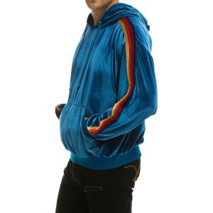 Sudaderas con capucha de terciopelo ajustadas para hombre con logotipo personalizado, ropa deportiva de patrón sólido con bolsillo, venta al por mayor a granel, tela teñida lisa - Product Image 5