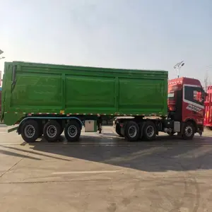 3 Axle 40 Ton Hydraulic Flat Push Winch Recovery Skeleton Transport Stone And Sand Dump Semi Trailer