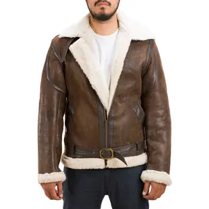 Bonne qualité hommes Casual mode veste en cuir veste en cuir hommes hiver chaud col rabattu vestes en cuir