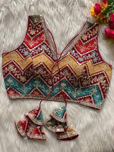 Vente chaude Belle Dressing Fancy Festival Wear Exclusive Georgette Silk Kashmiri Work Blouse Fournisseur et exportateur indien - Product Image 3