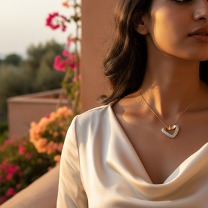 จี้เพชรรูปหัวใจสำหรับผู้หญิง ชุบทองและเงิน เครื่องประดับหรูหรา - Product Image 3