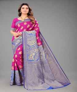 Vêtement ethnique en coton sari en soie Banarasi doux de Surat Gujarat pour des occasions spéciales - Product Image 6