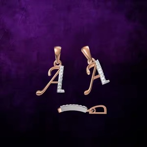 Colgantes y Dijes de Joyería Fina con Letra 'A' Chapados en Oro Unisex, Diamante Moissanita Apto para Niños para Fiestas - Product Image 3