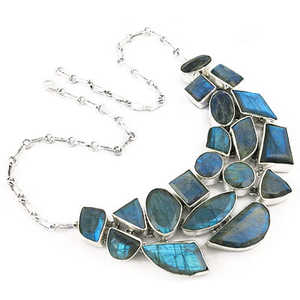 925 Silver Women's <b>Crystal</b> Necklace with Labradorite Gemstone - Product Image 3