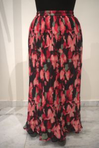 Robes d'été élégantes pour adultes-Jupe plissée silhouette droite longueur au sol avec impression numérique taille naturelle - Product Image 3