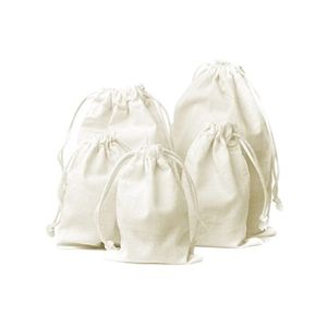 Bolsa con cordón de algodón orgánico de lujo Lona de tamaño pequeño ecológica con malla y tela para viajes y regalos - Product Image 3