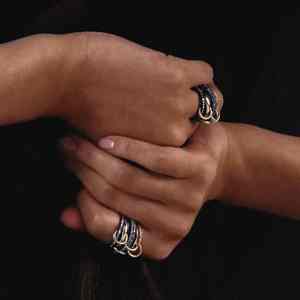 Tendance 925 Sterling Silver Two Tone Link Connected Interlocking Gold Statement Ring High Polish Finish Luxurian Jewels Ring - Product Image 3