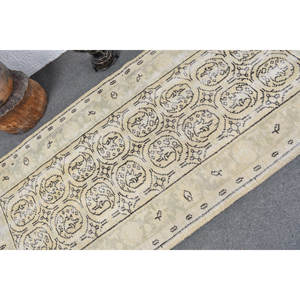 พรม3.1x6.5ft ตุรกีทรงสี่เหลี่ยมมุมฉากสีเบจสีเขียววินเทจทำด้วยมือสำหรับห้องนั่งเล่นห้องนอนห้องโถงพรมข้างเตียง - Product Image 5