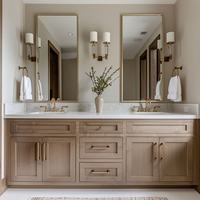 Meuble-lavabo de salle de bain moderne en PVC style Shaker, prêt à assembler, sur mesure, résistant à l'eau, écologique, avec dessus vert marine