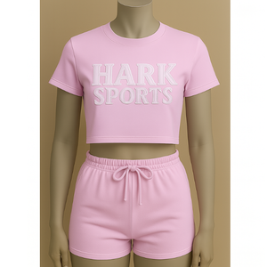 Lettres de broderie personnalisées pour femmes Gym Crop Shorts Top Tendance 100% Coton Éponge Col Rond Au-dessus Du Genou Longueur OEM Disponible - Product Image 1