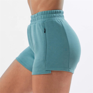 Moda recién llegados pantalón corto Deporte Mujer Color puro terciopelo plisado cintura elástica Sexy gimnasio pantalones cortos mujeres Casual Fitness Pantalones - Product Image 2