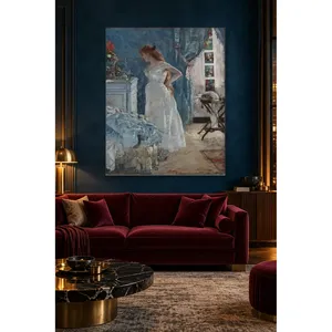 Fida Gervex Femme en blanc se retournant vers le miroir Impression sur toile - Product Image 3