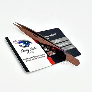 Pinzas para pestañas QB con etiqueta personalizada, la mejor calidad, titanio, oro rosa, volumen recto inclinado, extensiones de pestañas rusas, cejas - Product Image 2