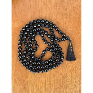 Hand Knotted Black <b>Obsidian</b> Gemstone Mala <b>Necklace</b> 108 Jap Mala with Tassel for Meditation & Spiritual Prayer Souvenir - Product Image 5