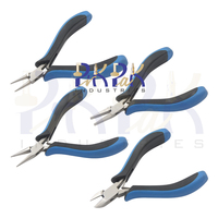 Kit de alicates de mango ergonómico de 4 piezas, tamaño de 130mm, punta de cadena, punta plana, Alicates de punta redonda y cortador lateral, Kit de alicates para hacer joyas