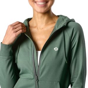 Sweat à capuche de performance à fermeture éclair, coupe sculptée, tricot extensible, couche d'entraînement, finition lisse, usage décontracté, sweats à capuche pour femmes - Product Image 3