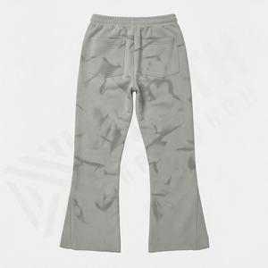 Pantalon de jogging unisexe en molleton French Terry, coupe évasée, grammage lourd, effet empilé, pour homme, garçon, streetwear, hip-hop, vente en gros - Product Image 2