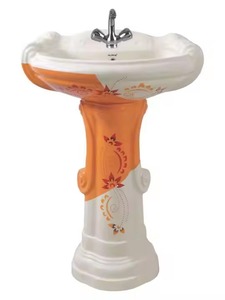 Lavabo de encimera de cerámica ovalado blanco al por mayor, lavabo pequeño de pedestal para tocador de baño, diseño elegante - Product Image 2