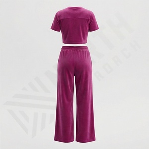 Ensemble de survêtement pour femme avec logo personnalisé, sweat-shirt court surdimensionné et jogging, taille plus, ensemble deux pièces, sweat-shirt délavé - Product Image 2