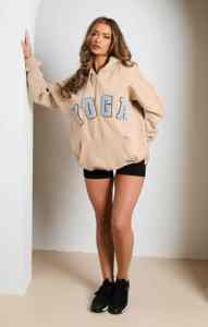 Sudadera con Capucha Extra Grande de Moda para Mujer, Elegante y Cómoda, de Color Sólido, con Estampado Frontal, de Primera Calidad, 100% - Product Image 2