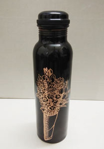 Fantaisie haute prestations Premium luxe cuivre bouteille d'eau potable cuivre fleur gravure concepteur Look fantaisie bouteille d'eau avec couvercle - Product Image 4