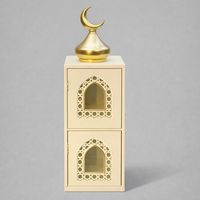 Lanterne décorative islamique de luxe avec dessus en forme de croissant, découpe en métal, éclairage d'ambiance chaleureux pour le salon, la chambre à coucher, la décoration de prière
