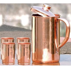 Jarra de cobre martillado con incrustaciones de ágata Natural, diseño ecológico Vintage, embalaje personalizado para colección de vasos de lujo - Product Image 1