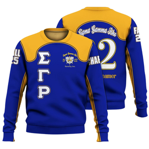 Sudadera de la Hermandad Sigma Gamma Rho Azul y Dorada 1922, Cuello Redondo, Ropa Griega, Sudadera de Forro Polar Premium, Atuendo de Invierno para Mujer, Regalo - Product Image 3