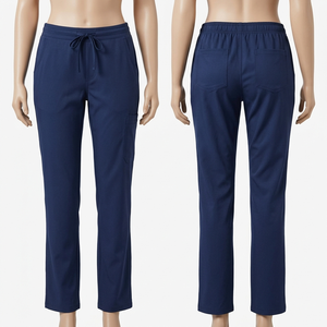 Women Premium 180 GSM Polyester Rayon Spandex Scrub Jogger <b>Pant</b> Light Blue <b>Cargo</b> Pocket Rib Cuff Custom Embroidery Logo - Product Image 3