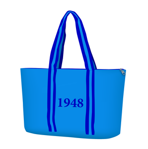 กระเป๋าโท้ท Zeta Phi Beta Amicae สไตล์แฟชั่นสำหรับสุภาพสตรี พร้อมโลโก้แบบกำหนดเอง ปิดด้วยซิป พกพาสะดวก ดีไซน์ผ้าแคนวาสเรียบง่าย - Product Image 2