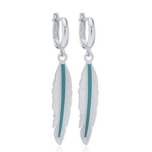 Plume Design émail en gros 925 boucles d'oreilles pendantes en argent fait à la main turc 925 bijoux en argent Sterling - Product Image 2