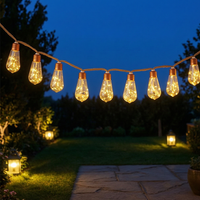 Guirlande lumineuse LED solaire en plastique pour extérieur, étanche IP44, rechargeable, à commande tactile, pour jardin, cour, Noël, ampoule en forme de boule